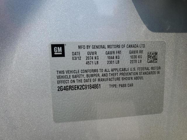 2G4GR5EK2C9184861 - 2012 BUICK REGAL 银色 照片 12