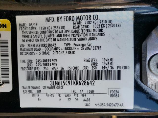 3LN6L5C91KR628642 - 2019 LINCOLN MKZ RESERVE I BLACK photo 13