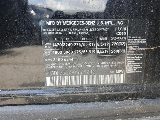 4JGBF7BE7BA669612 - 2011 MERCEDES-BENZ GL 450 4MATIC BLACK photo 13