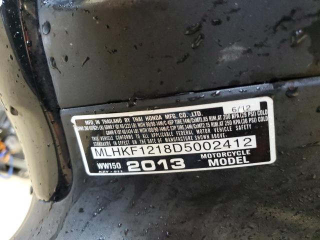 MLHKF1218D5002412 - 2013 HONDA PCX 150 BLACK photo 9