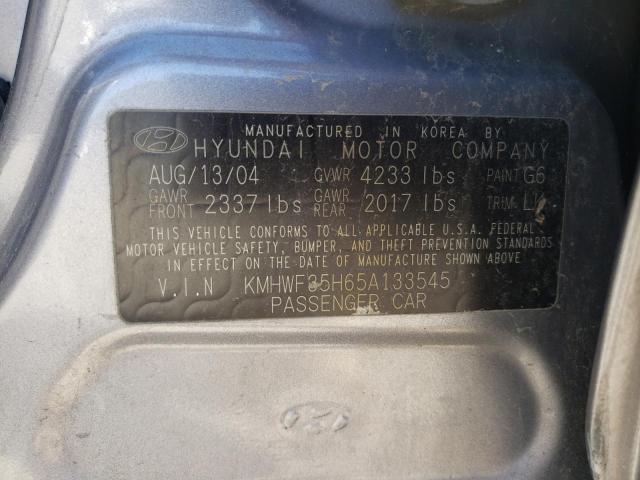 KMHWF35H65A133545 - 2005 HYUNDAI SONATA GLS GRAY photo 13