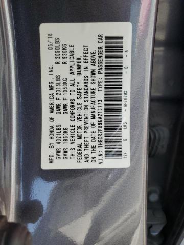 1HGCR2F89GA213773 - 2016 HONDA ACCORD EXL GRAY photo 12