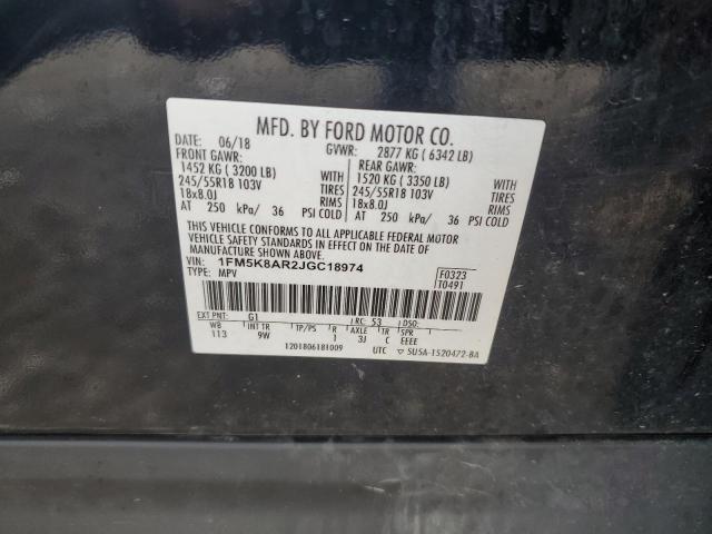 1FM5K8AR2JGC18974 - 2018 FORD EXPLORER POLICE INTERCEPTOR 黑色 照片 13