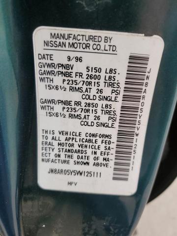 JN8AR05Y5VW125111 - 1997 NISSAN PATHFINDER LE Yaşıl foto 12
