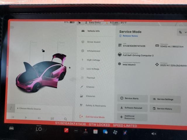 5YJ3E1EA5KF411436 - 2019 TESLA MODEL 3 წითელი ფოტო 9