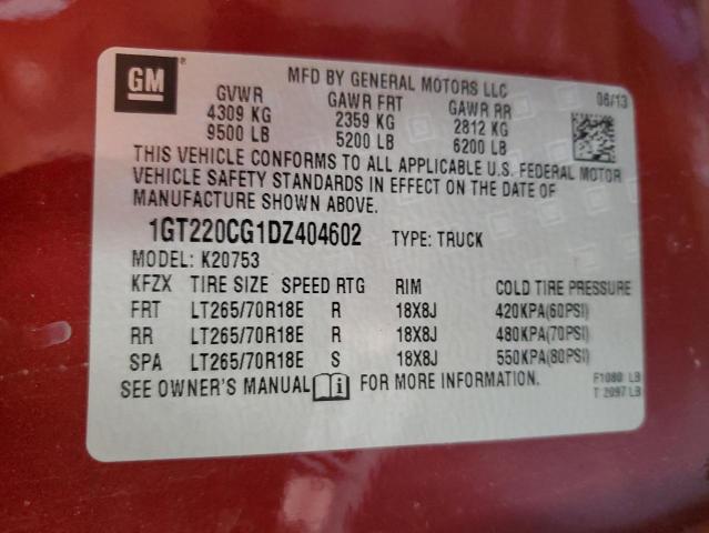 1GT220CG1DZ404602 - 2013 GMC SIERRA K2500 SLE MAROON photo 12