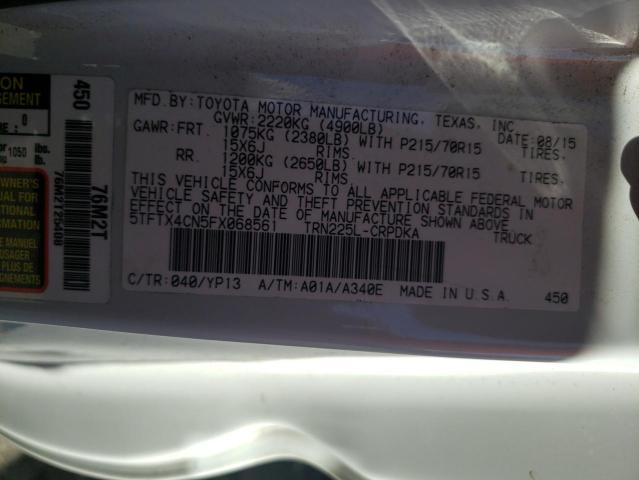 5TFTX4CN5FX068561 - 2015 TOYOTA TACOMA ACCESS CAB თეთრი ფოტო 12