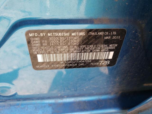 ML32A4HJ1FH047268 - 2015 MITSUBISHI MIRAGE ES BLUE photo 13