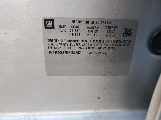 1G11C5SA7GF154302 - 2016 CHEVROLET MALIBU LIM LT Күміс фото 12