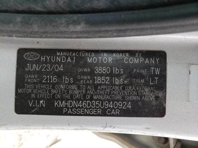 KMHDN46D35U940924 - 2005 HYUNDAI ELANTRA GLS GRAY photo 13