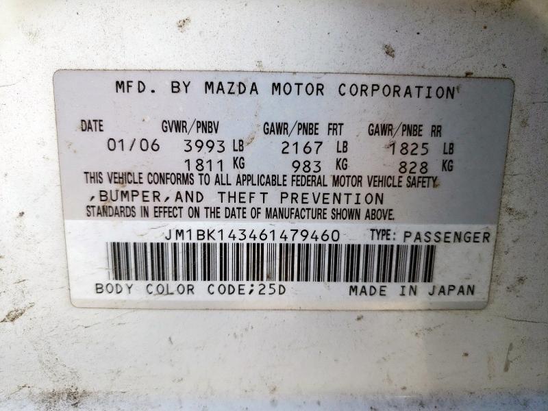 JM1BK143461479460 - 2006 MAZDA 3 HATCHBACK Weiß Foto 14