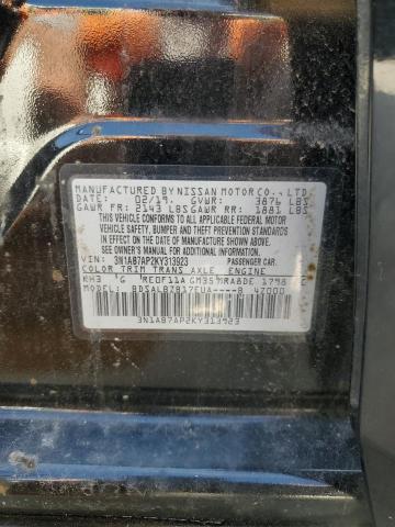 3N1AB7AP2KY313923 - 2019 NISSAN SENTRA S შავი ფოტო 12