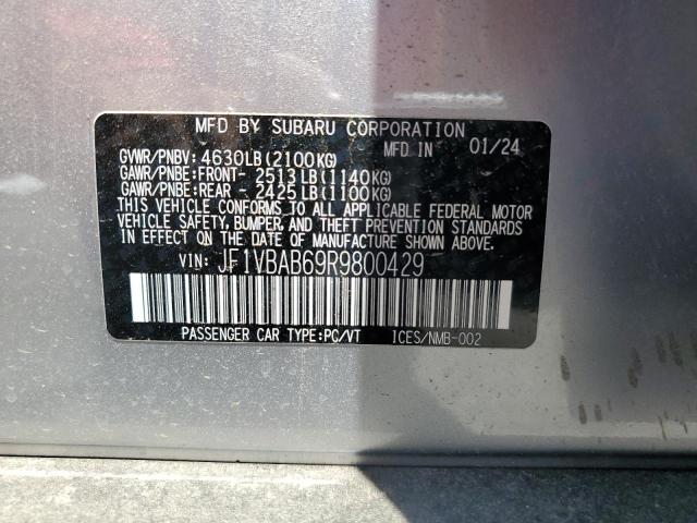 JF1VBAB69R9800429 - 2024 SUBARU WRX GRAY photo 12