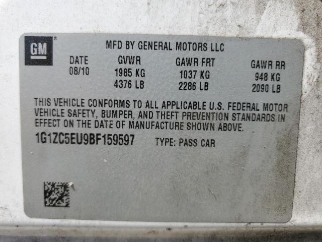 1G1ZC5EU9BF159597 - 2011 CHEVROLET MALIBU 1LT WHITE photo 12