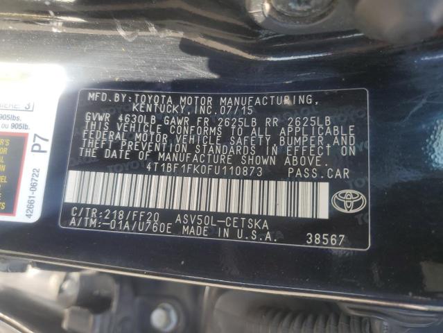 4T1BF1FK0FU110873 - 2015 TOYOTA CAMRY LE BLACK photo 12