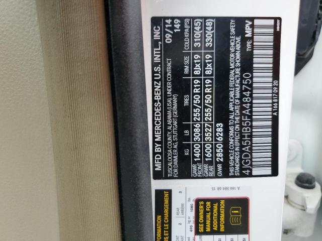 4JGDA5HB5FA484750 - 2015 MERCEDES-BENZ ML 350 4MATIC WHITE photo 13