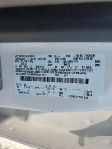 5LMCJ3D97HUL34141 - 2017 LINCOLN MKC RESERVE WHITE photo 13