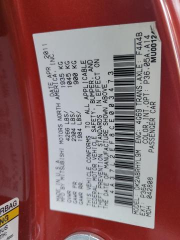 4A37L2EF8CE003473 - 2012 MITSUBISHI ECLIPSE SPYDER GS 橙色 照片 12