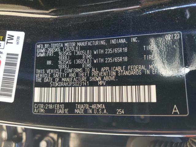 5TDKDRAH3PS023141 - 2023 TOYOTA HIGHLANDER L BLACK photo 13