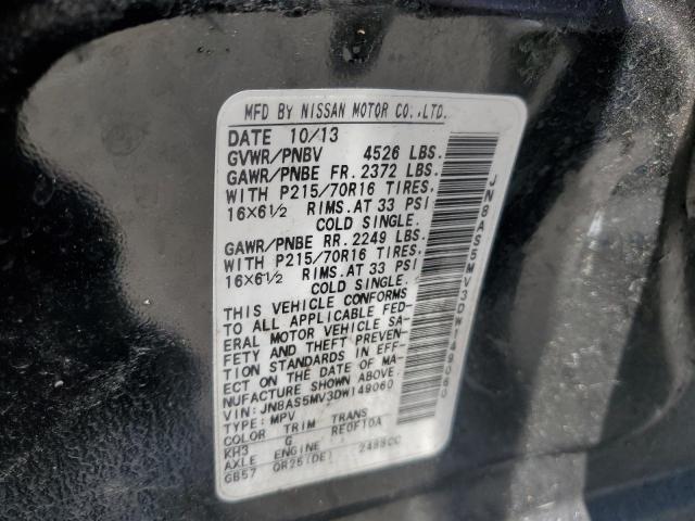 JN8AS5MV3DW149060 - 2013 NISSAN ROGUE S BLACK photo 14