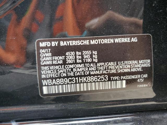 WBA8B9C31HK886253 - 2017 BMW 330 I BLACK photo 13