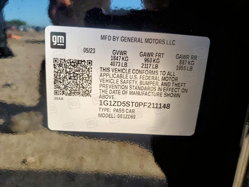 1G1ZD5ST0PF211148 - 2023 CHEVROLET MALIBU LT BLACK photo 12