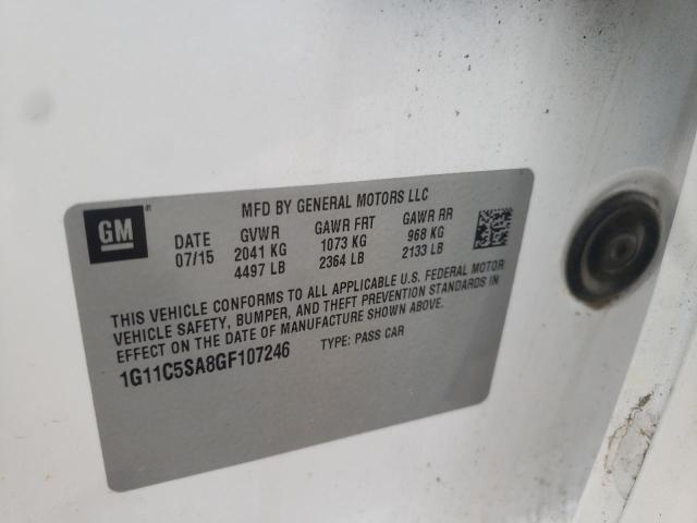 1G11C5SA8GF107246 - 2016 CHEVROLET MALIBU LIM LT 白色 照片 12