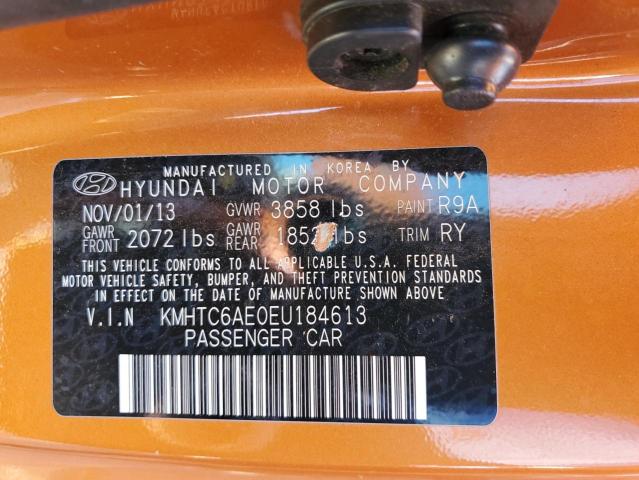 KMHTC6AE0EU184613 - 2014 HYUNDAI VELOSTER TURBO ORANGE photo 12