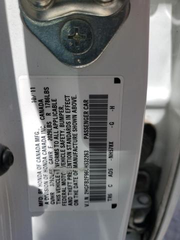 2HGFB2F96CH532263 - 2012 HONDA CIVIC EXL თეთრი ფოტო 13