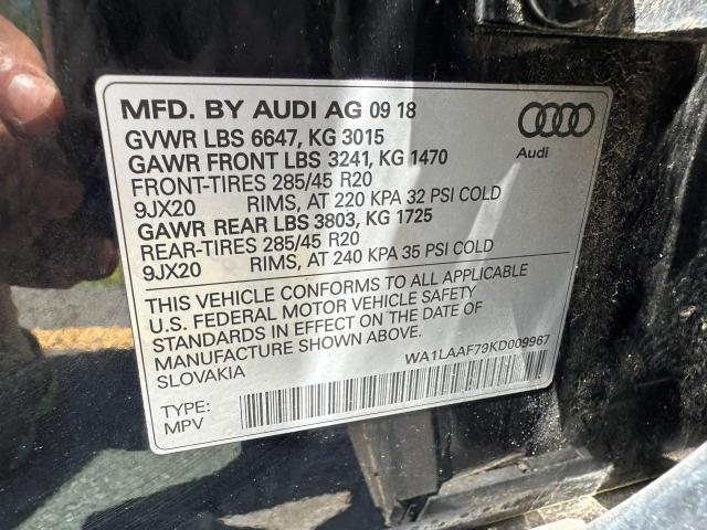 WA1LAAF79KD009967 - 2019 AUDI Q7 PREMIUM PLUS BLACK photo 10