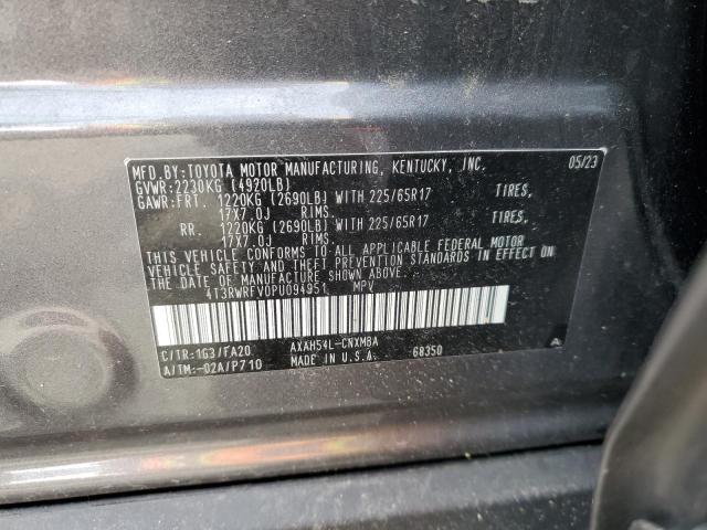 4T3RWRFV0PU094951 - 2023 TOYOTA RAV4 XLE GRAY photo 13