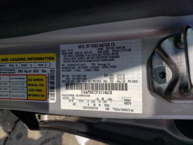 1FA6P0H72F5114610 - 2015 FORD FUSION SE SILVER photo 12