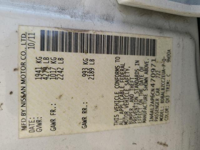 1N4AL2AP6CN470971 - 2012 NISSAN ALTIMA BASE 白色 照片 12