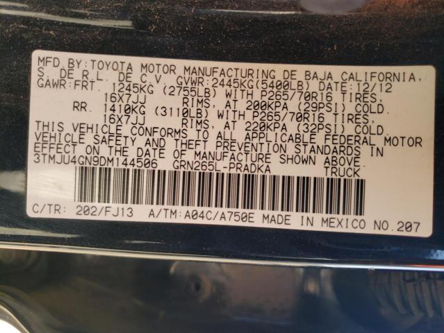 3TMJU4GN9DM144506 - 2013 TOYOTA TACOMA DOUBLE CAB PRERUNNER BLACK photo 13