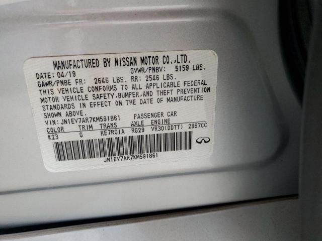 JN1EV7AR7KM591861 - 2019 INFINITI Q50 LUXE SILVER photo 12