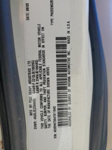 4S3BH675947611843 - 2004 SUBARU LEGACY OUTBACK AWP 白色 照片 12