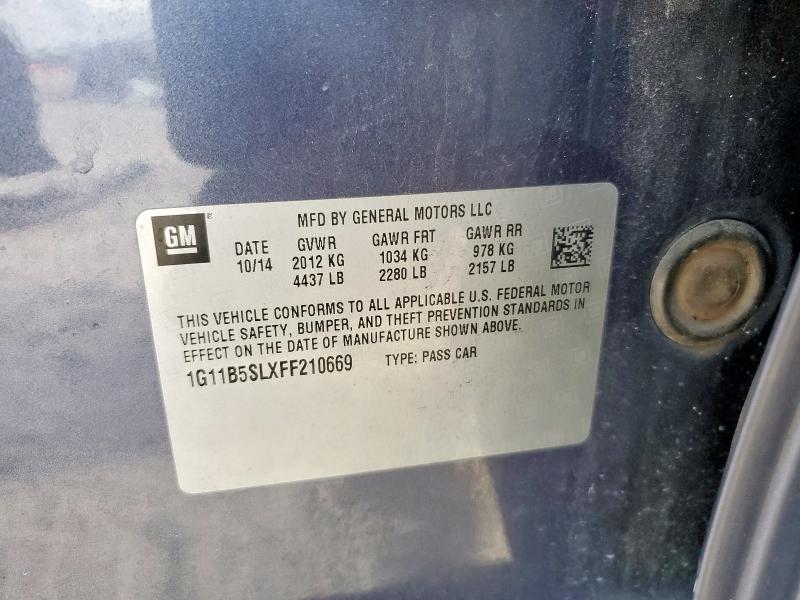 1G11B5SLXFF210669 - 2015 CHEVROLET MALIBU LS BLUE photo 12