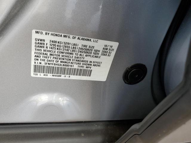 5FNYF8H53LB000161 - 2020 HONDA PASSPORT EXL SILVER photo 14