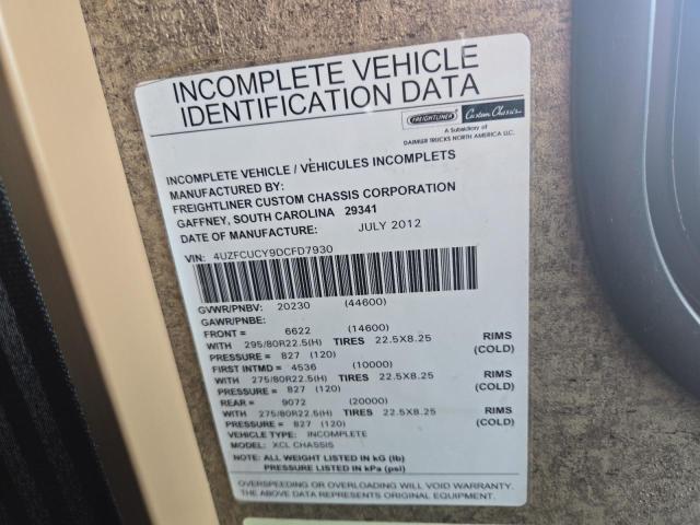 4UZFCUCY9DCFD7930 - 2013 FREIGHTLINER CHASSIS XC ორფეროვანი ფოტო 10