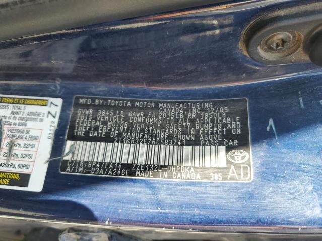 2T1KR32E76C583741 - 2006 TOYOTA COROLLA MA XR BLUE photo 12