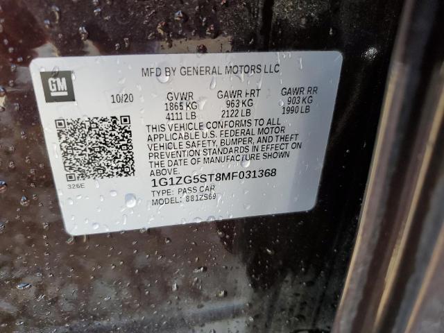 1G1ZG5ST8MF031368 - 2021 CHEVROLET MALIBU RS BURGUNDY photo 12