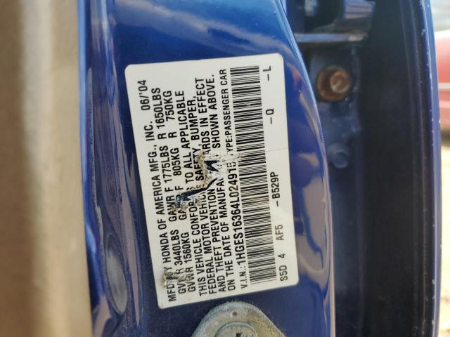 1HGES16364L024915 - 2004 HONDA CIVIC DX VP Mavi foto 12