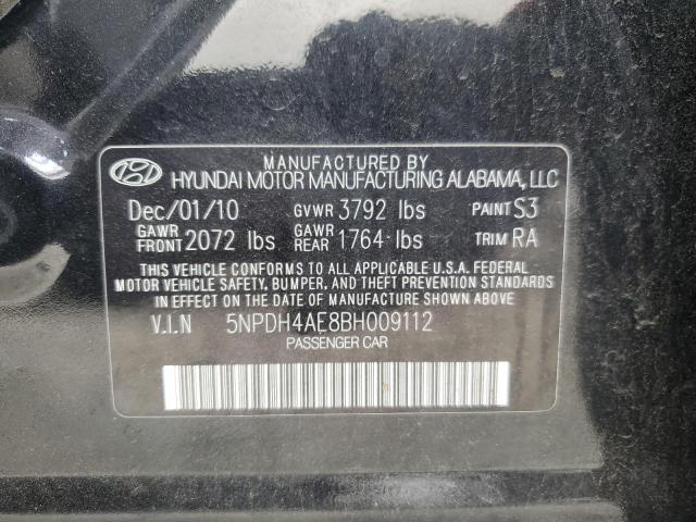 5NPDH4AE8BH009112 - 2011 HYUNDAI ELANTRA GLS BLACK photo 12