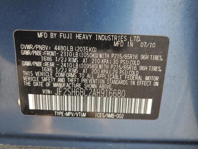 JF2SH6BC2AH916680 - 2010 SUBARU FORESTER XS Blau Foto 13