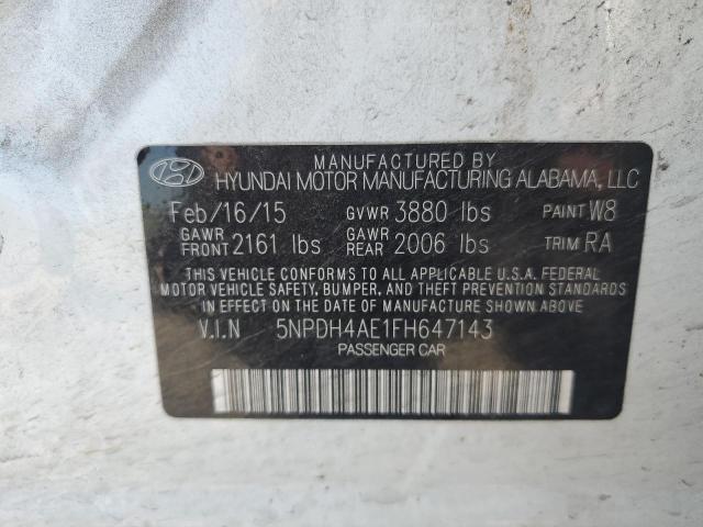 5NPDH4AE1FH647143 - 2015 HYUNDAI ELANTRA SE WHITE photo 12