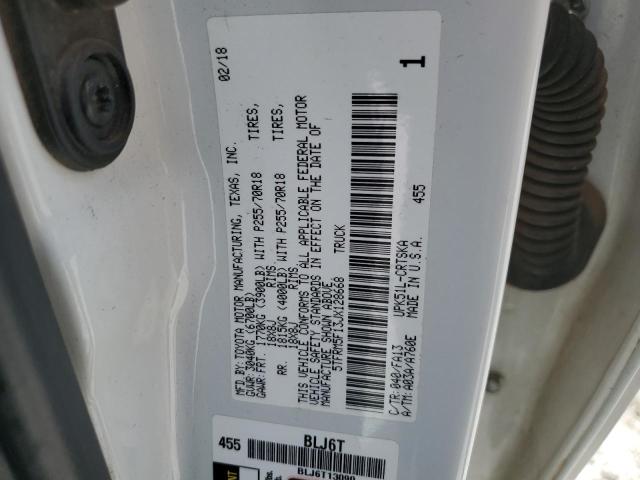 5TFRM5F13JX128668 - 2018 TOYOTA TUNDRA DOUBLE CAB SR/SR5 WHITE photo 12