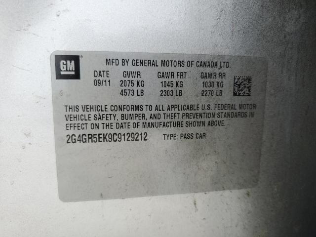 2G4GR5EK9C9129212 - 2012 BUICK REGAL SILVER photo 13