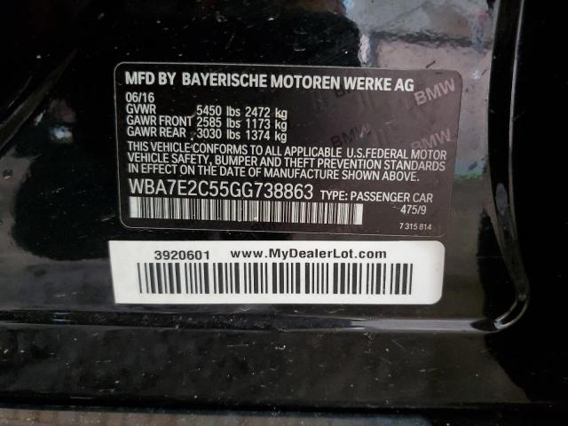 WBA7E2C55GG738863 - 2016 BMW 740 I أسود صورة 13