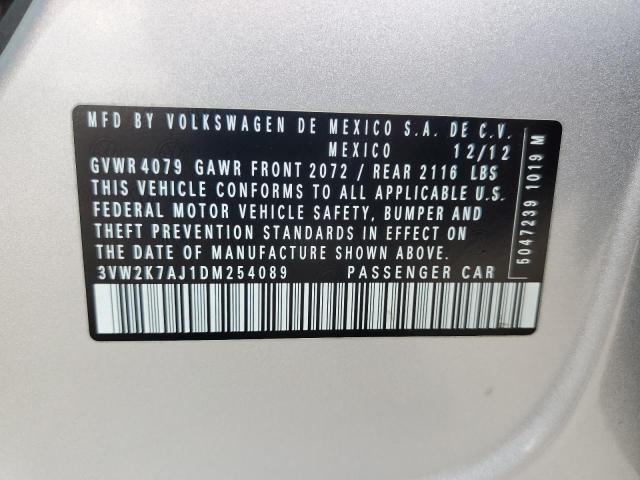 3VW2K7AJ1DM254089 - 2013 VOLKSWAGEN JETTA BASE 银色 照片 12