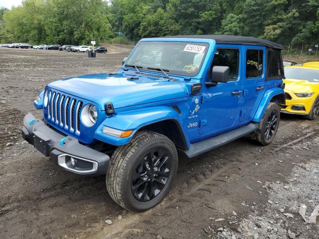 1C4JJXP60NW121751 - 2022 JEEP WRANGLER U SAHARA 4XE BLUE photo 1